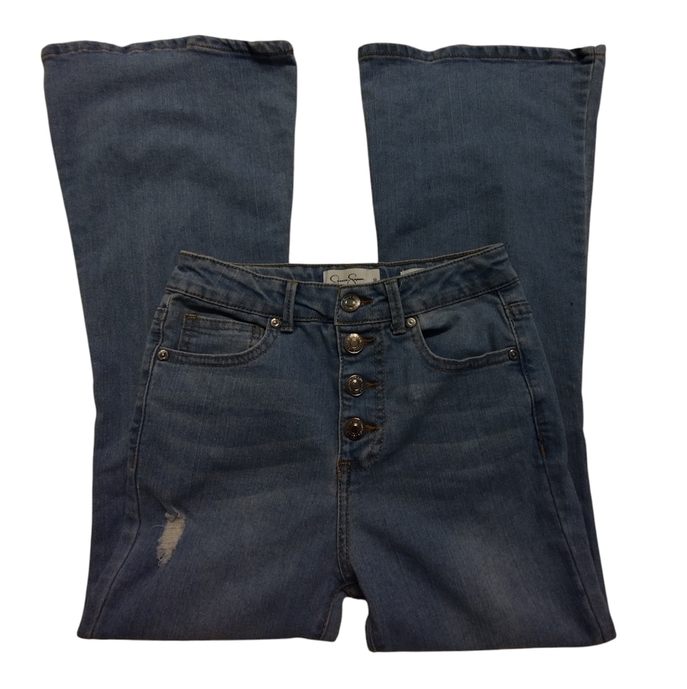 EUC Jessica Simpson High-Rise Button-Fly Girls Blue Flare Leg Jeans  Size 10